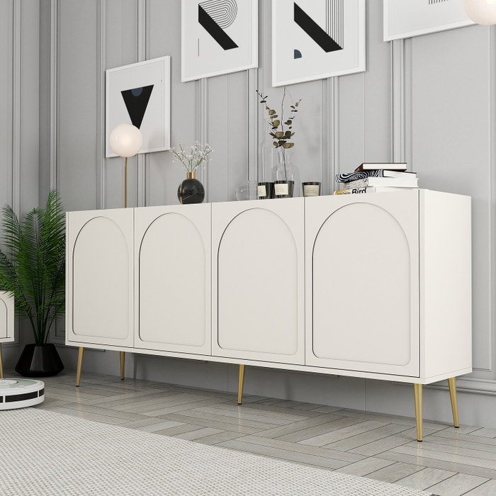 Hanah Home Lyon 80 Consola Crema y Oro 180x80x35cm